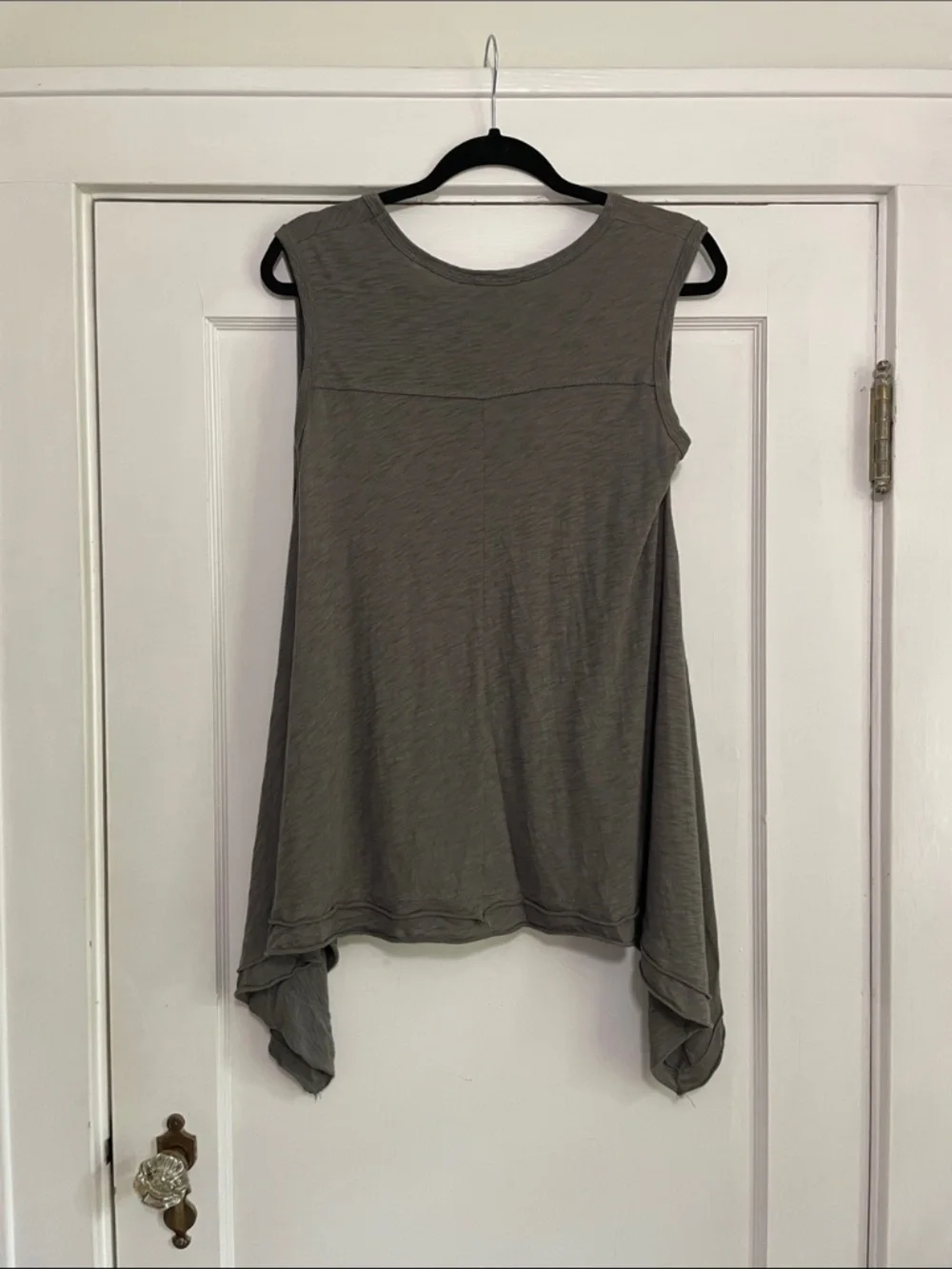 Women's Promesa Asymmetrical Trapeze Cotton Modal Tank Top In Olive Green - Picture 5 of 13